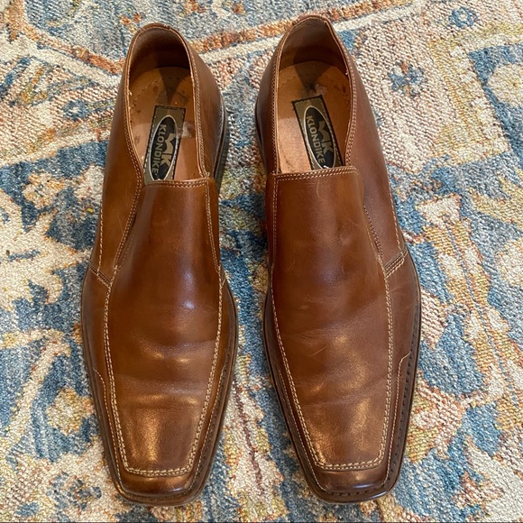 Cognac Color Slip On Leather Shoes - Picture 3 of 5